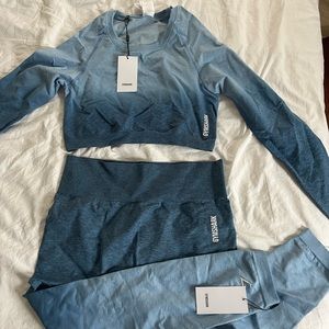 Gymshark Adapt Ombre Seamless Leggings And Top Set - Light Blue Marl/Blue